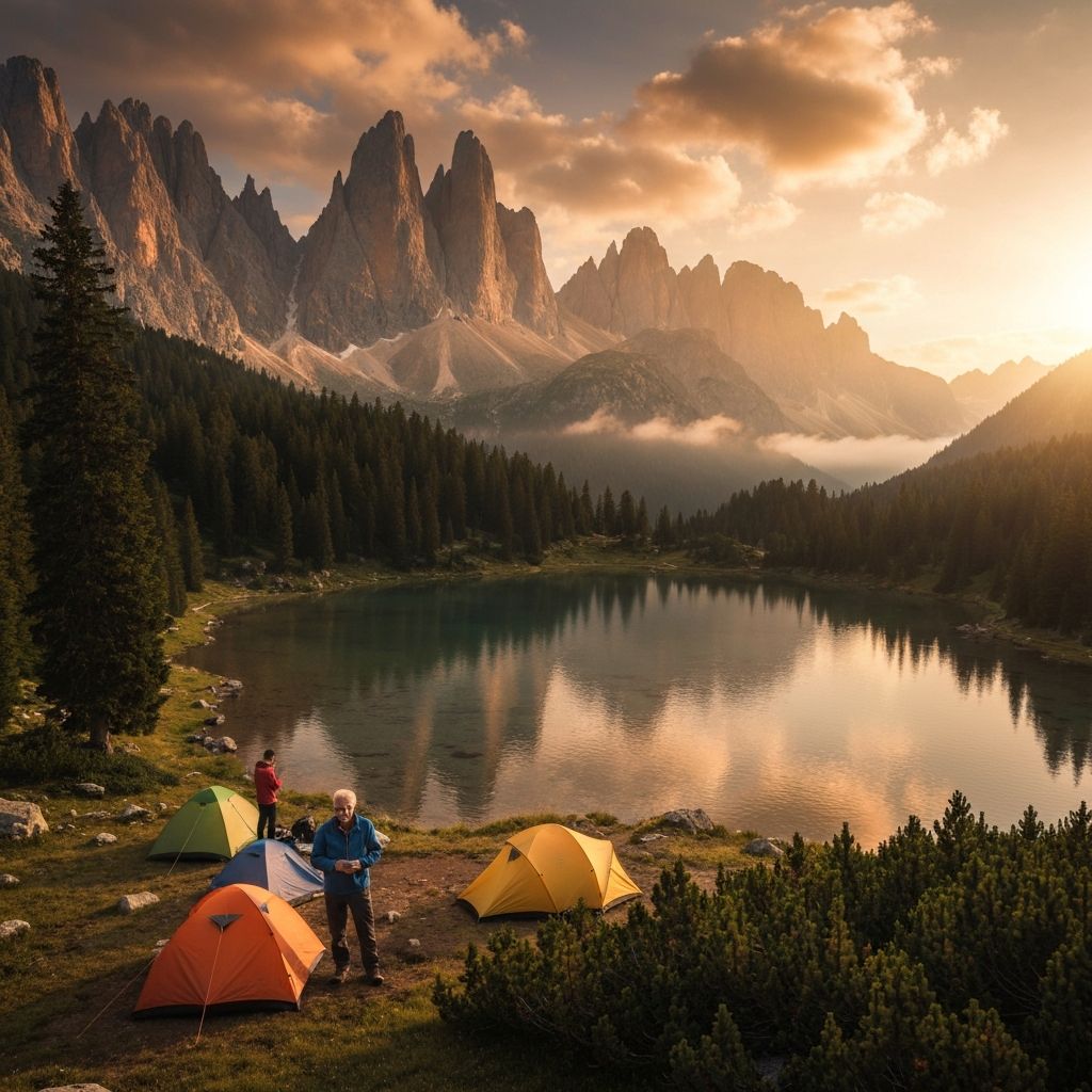 Beautiful mountain landscape with camping